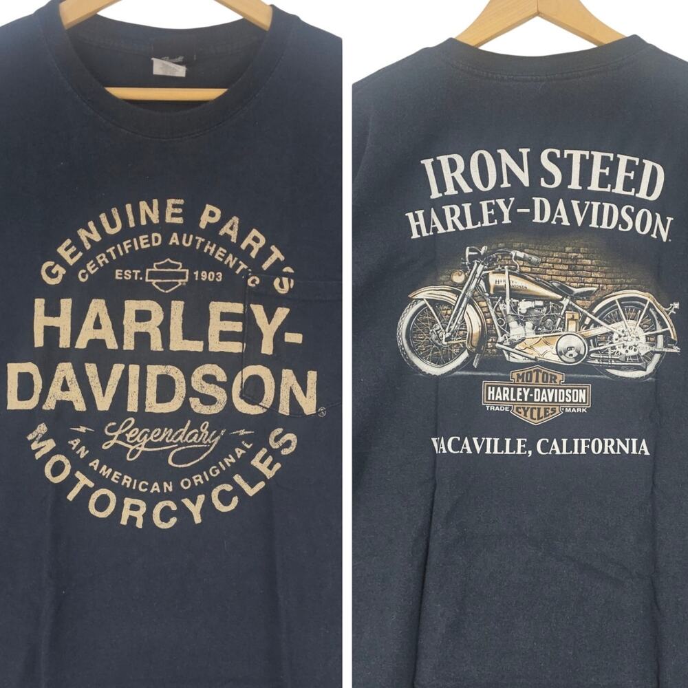 Harley Davidson Hardcore Iron Steed Vacaville California Black T-shirt 2XL 3964
